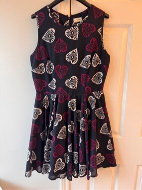 Maison Jules Black Sleeveless Dress with Pink and White Floral Hearts